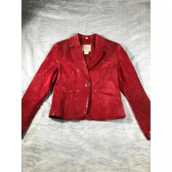 Cripple creek medium red leather jacket western cowgirl style - Picture 1 of 4